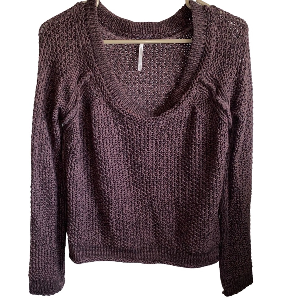 Free People crochet knit pullover sweater size (S)